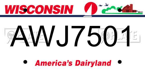 AWJ7501 Wisconsin License Plate