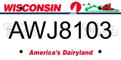 AWJ8103 Wisconsin License Plate