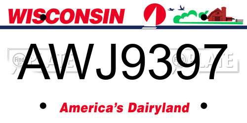 AWJ9397 Wisconsin License Plate
