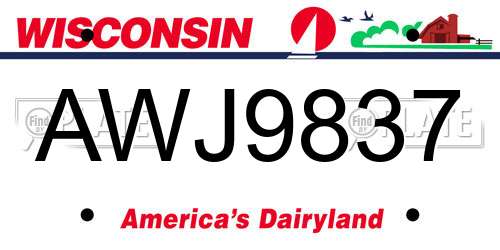 AWJ9837 Wisconsin License Plate