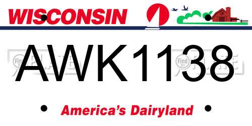 AWK1138 Wisconsin License Plate