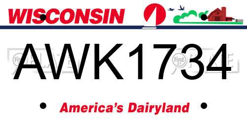 AWK1734 Wisconsin License Plate