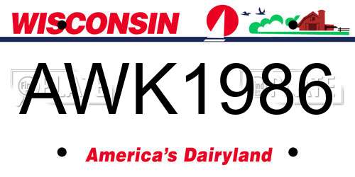 AWK1986 Wisconsin License Plate