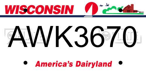 AWK3670 Wisconsin License Plate