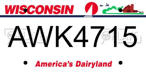 AWK4715 Wisconsin License Plate