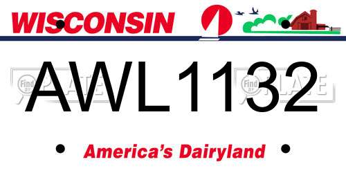 AWL1132 Wisconsin License Plate