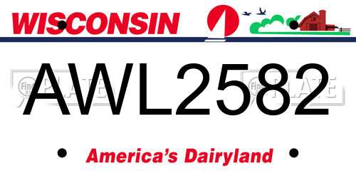 AWL2582 Wisconsin License Plate