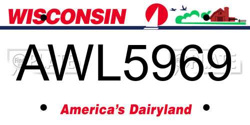 AWL5969 Wisconsin License Plate