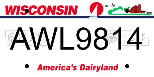 AWL9814 Wisconsin License Plate