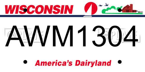 AWM1304 Wisconsin License Plate