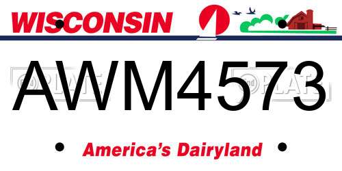AWM4573 Wisconsin License Plate