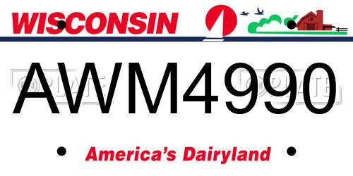 AWM4990 Wisconsin License Plate
