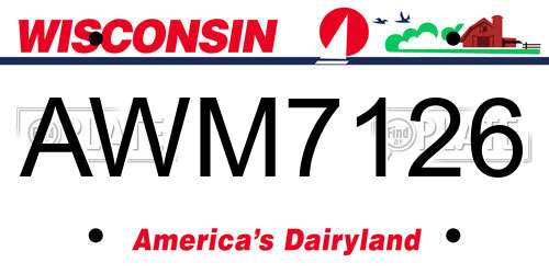 AWM7126 Wisconsin License Plate