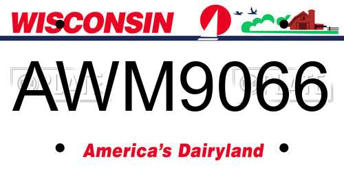 AWM9066 Wisconsin License Plate