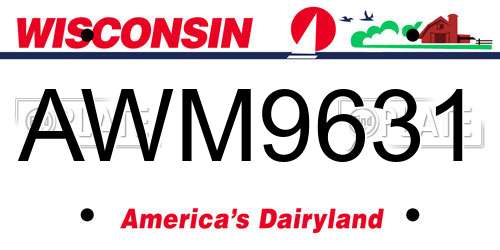 AWM9631 Wisconsin License Plate