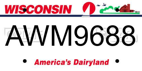 AWM9688 Wisconsin License Plate