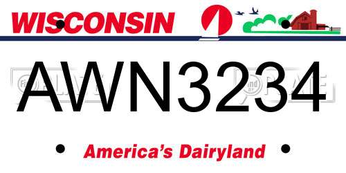 AWN3234 Wisconsin License Plate