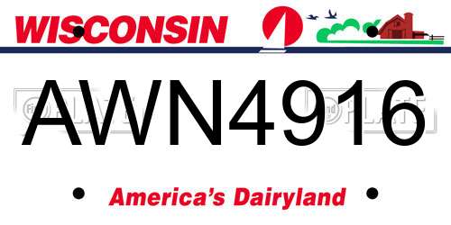 AWN4916 Wisconsin License Plate