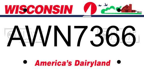 AWN7366 Wisconsin License Plate