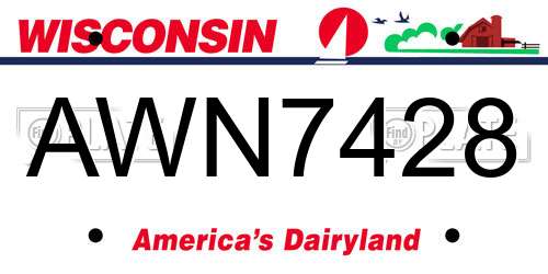 AWN7428 Wisconsin License Plate