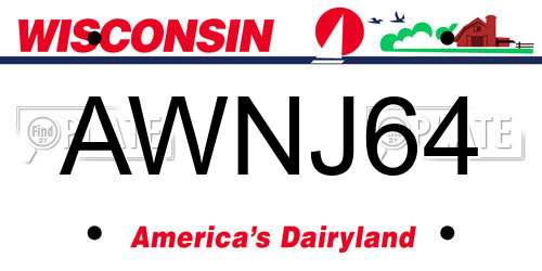 AWNJ64 Wisconsin License Plate