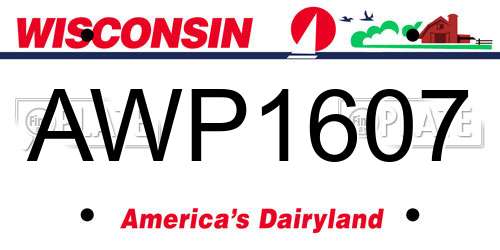 AWP1607 Wisconsin License Plate