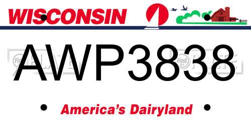 AWP3838 Wisconsin License Plate