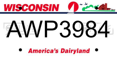 AWP3984 Wisconsin License Plate