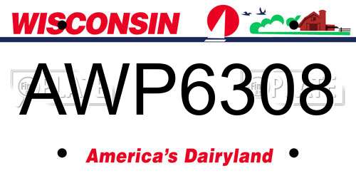 AWP6308 Wisconsin License Plate
