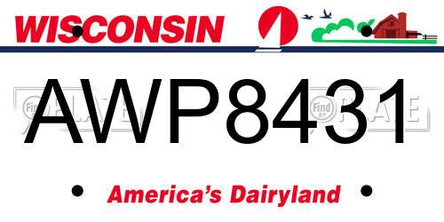 AWP8431 Wisconsin License Plate