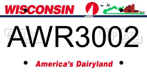 AWR3002 Wisconsin License Plate