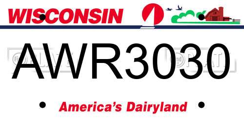 AWR3030 Wisconsin License Plate
