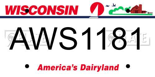 AWS1181 Wisconsin License Plate