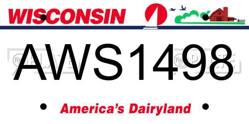 AWS1498 Wisconsin License Plate