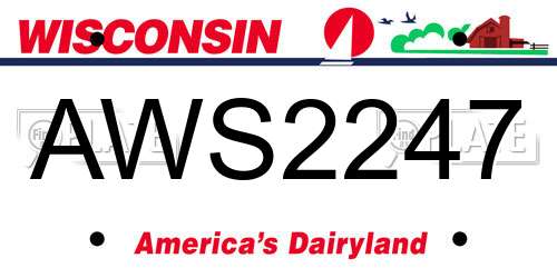 AWS2247 Wisconsin License Plate