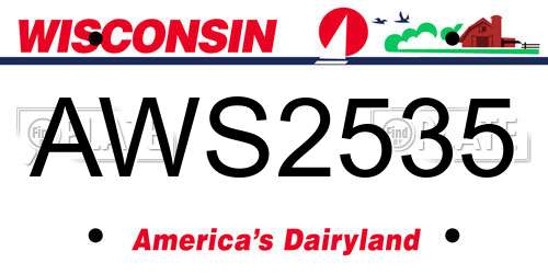 AWS2535 Wisconsin License Plate
