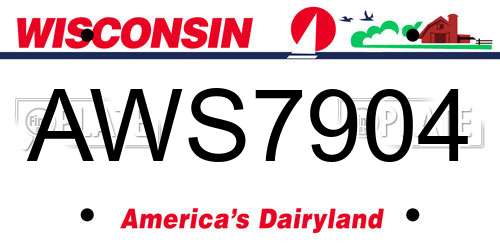 AWS7904 Wisconsin License Plate