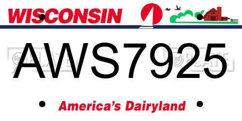 AWS7925 Wisconsin License Plate