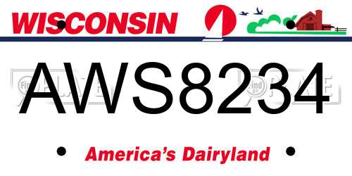 AWS8234 Wisconsin License Plate