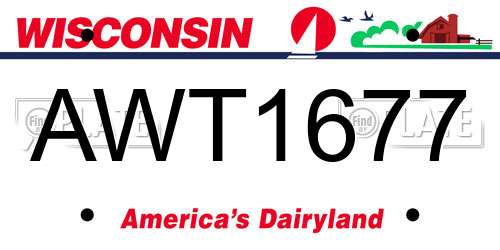 AWT1677 Wisconsin License Plate