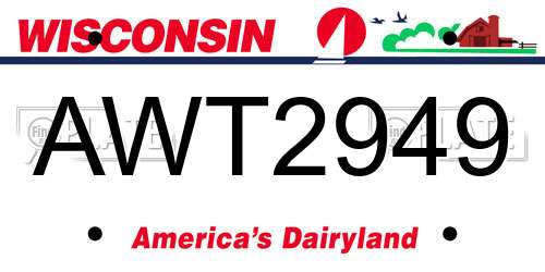 AWT2949 Wisconsin License Plate