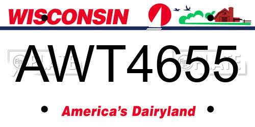 AWT4655 Wisconsin License Plate