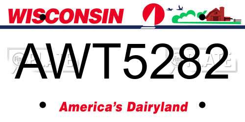 AWT5282 Wisconsin License Plate