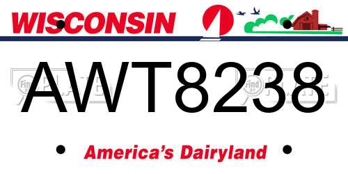 AWT8238 Wisconsin License Plate