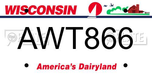 AWT866 Wisconsin License Plate