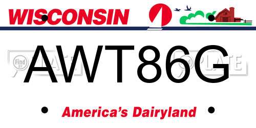 AWT86G Wisconsin License Plate