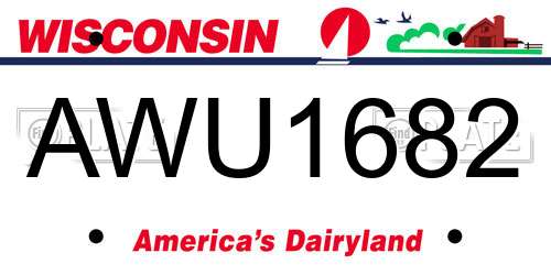 AWU1682 Wisconsin License Plate