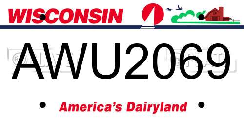 AWU2069 Wisconsin License Plate