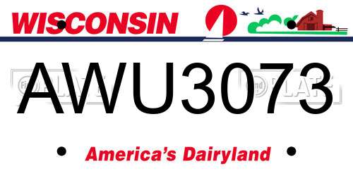 AWU3073 Wisconsin License Plate