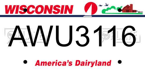 AWU3116 Wisconsin License Plate